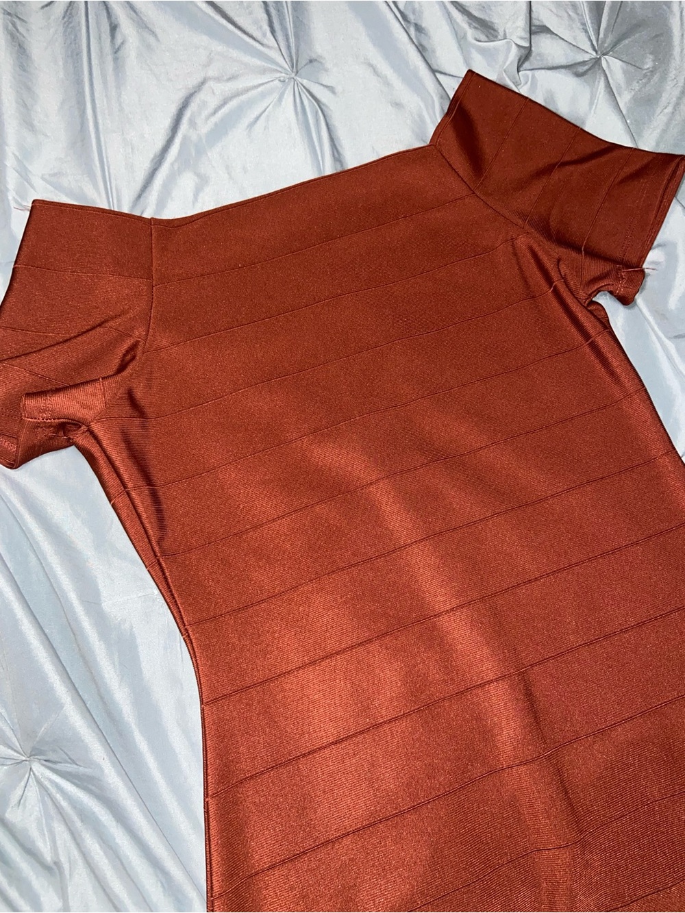 Haute Monde Rust Orange Off-Shoulder Bandage Top